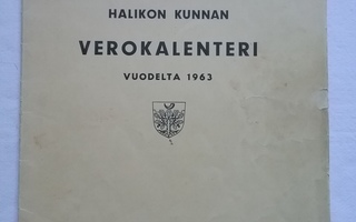 Halikon kunnan VEROKALENTERI 1963 Halikko / Salo