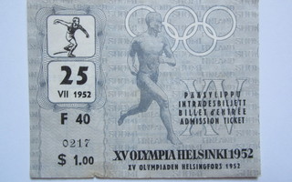 1952 HELSINGIN OLYMPIALAISET PÄÄSYLIPPU