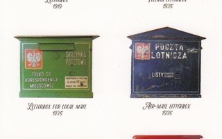 Puolalaisia postilaatikoita eri vuosilta (postikortti)
