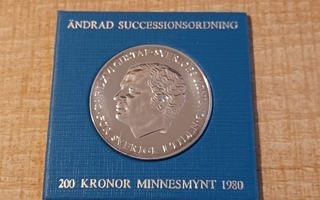 200 Kronor 1980 Ruotsi Hopea 925 KM# 860 Proof (K)
