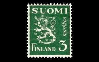 343 ** Leijona 3 mk vihreä (1948)