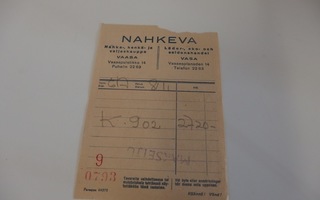 Vanha Nahkeva -kuitti ,  Vaasa. Ilm 50- tai 60 -luvulta