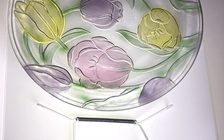 Tulppaanit lasilautanen  ja ripustusteline 33cm