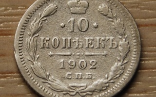 Hopea, 10 kopeekkaa,Venäjä 1902
