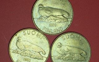 3 kpl SUOMI 5 markkaa 1993
