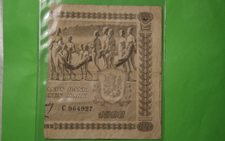1000 Markkaa 1922  pakko leikattu