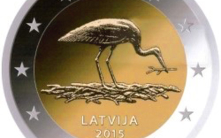 2€ Juhlaraha Latvia 2015 Stork