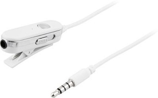 Deltaco iPhone Headset Sovitin, mikrofoni, 3,5mm, 0.7m, valk