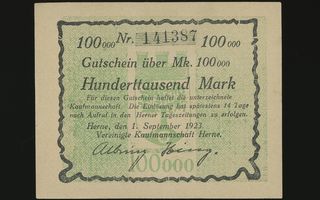 Saksa 100 000 Mark, Herne 1.9.1923