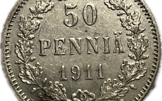 50 penniä 1911 hopeaa