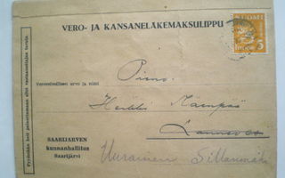 Vero- ja kansaneläkemaksulippu v. 1949