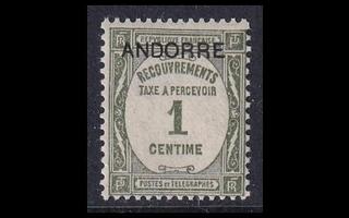 Andorra Fr P_9 ** Lunastusmerkki 1 C (1931)