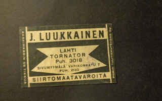 TT-etiketti J. Luukkainen, Lahti Tornator