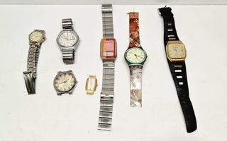 7kpl kelloja korjattavaksi (Casio, Swatch, Candino, Orient)