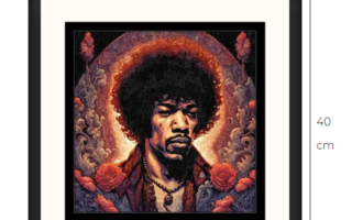 Uusi Jimi Hendrix taulu 40 cm x 40 cm kehyksineen