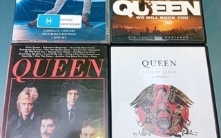 4 kpl DVD QUEEN yhdellä huudolla  ( SIS POSTIKULU )