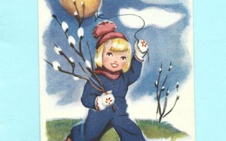 G. Lindeberg-Knupfer: Tyttö, pajunkissat, ilmapallo, -45
