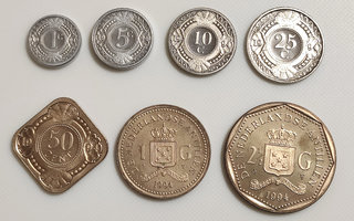 Antillit 1, 5, 10, 25, 50 Cent, 1, 2 1/2 Gulden 1994