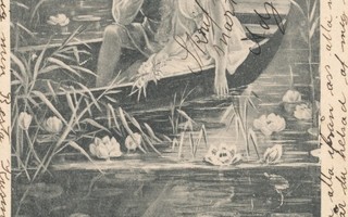 Pariskunta veneessä - Carte Postale,kulk. 1904