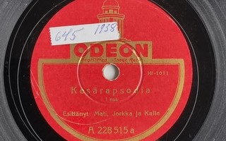 Savikiekko 1938 - Mati, Jorkka ja Kalle - Odeon 228515