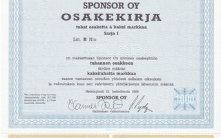 1989 Sponsor Oy spec, Helsinki pörssi osakekirja