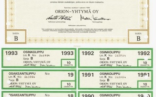 1988 Orion-Yhtymä Oy, Espoo pörssi osakekirja