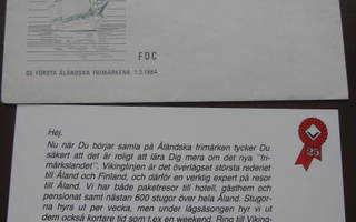 FDC-kuori Åland Viking Line 1959-1984 kuorella 1984