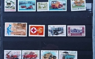 20 kuorma-auto postimerkkiä myös police paku