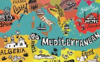Kartta Välimeren maat (postikortti)