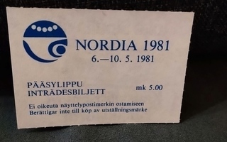 Nordia 1981 pääsylippu