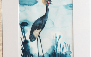 Helene Garberg, lintu-aiheinen akvarelli