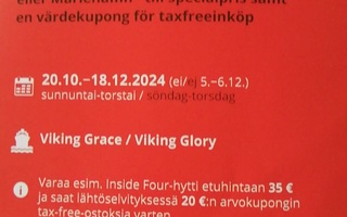 Viking Line etukortti Grace/Glory 18.12. asti