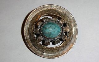 Turkoosikivi hopea rintaneula antiikki tai vintage
