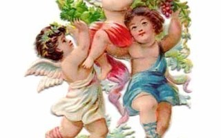 WANHA / Kolme pientä enkeliä ja viiniköynnös. 1900-l.