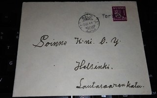 Terttilä pp Postipysäkkileima Salo 1940 PK450/14