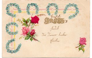 HARVINAISUUS!! / Silkkinen ruusu ja hevosenkengät. 1900-l.