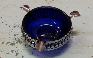 Retro tuhkakuppi ( sinistä lasia )
