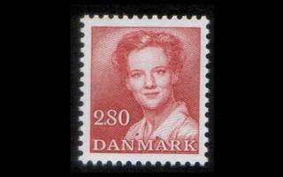 Tanska 823 ** MargretheI 2,80 kr punainen (1985)