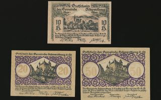 Itävalta Notgeld 10, 20, 50 Heller, Schwertberg 1920