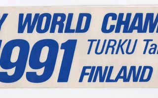 jääkiekon MM-kisat 1991. Leveä tarra.
