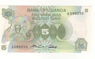Uganda  5 Shillings 1982 pakkasileä seteli