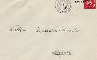 1939 Kirje Postivaunu, rivileima Haapalahti