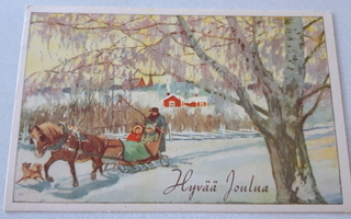 Saharoff joulukortti, vanha kuvataide kortti v. 1947