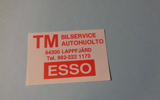 TT-etiketti Esso TM Bilservice Autohuoto, Lappfjärd