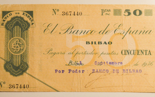 Espanjan sisällissota 1936 50 Pesetas, Bilbao Pankki
