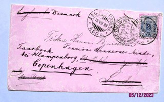 1895 Turku 25p kuorella Englantiin ja kääntö Tanskaan