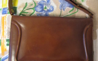 Punaruskea nahkainen käsilaukku  VINTAGEA