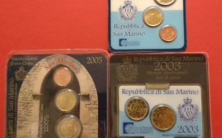 San Marino, Minikit, Coin Card: 2003 + 2004 + 2005. (KD29)