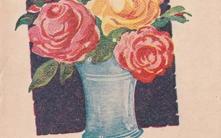 Äidille - Ruusut  maljakossa - vanha kortti