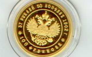 Venäjä 37,5 rbl 1902 kullattu, copy